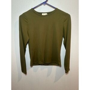 Live In The Moment Women's Olive Green Long Sleeved Tee T-Shirt Size XS